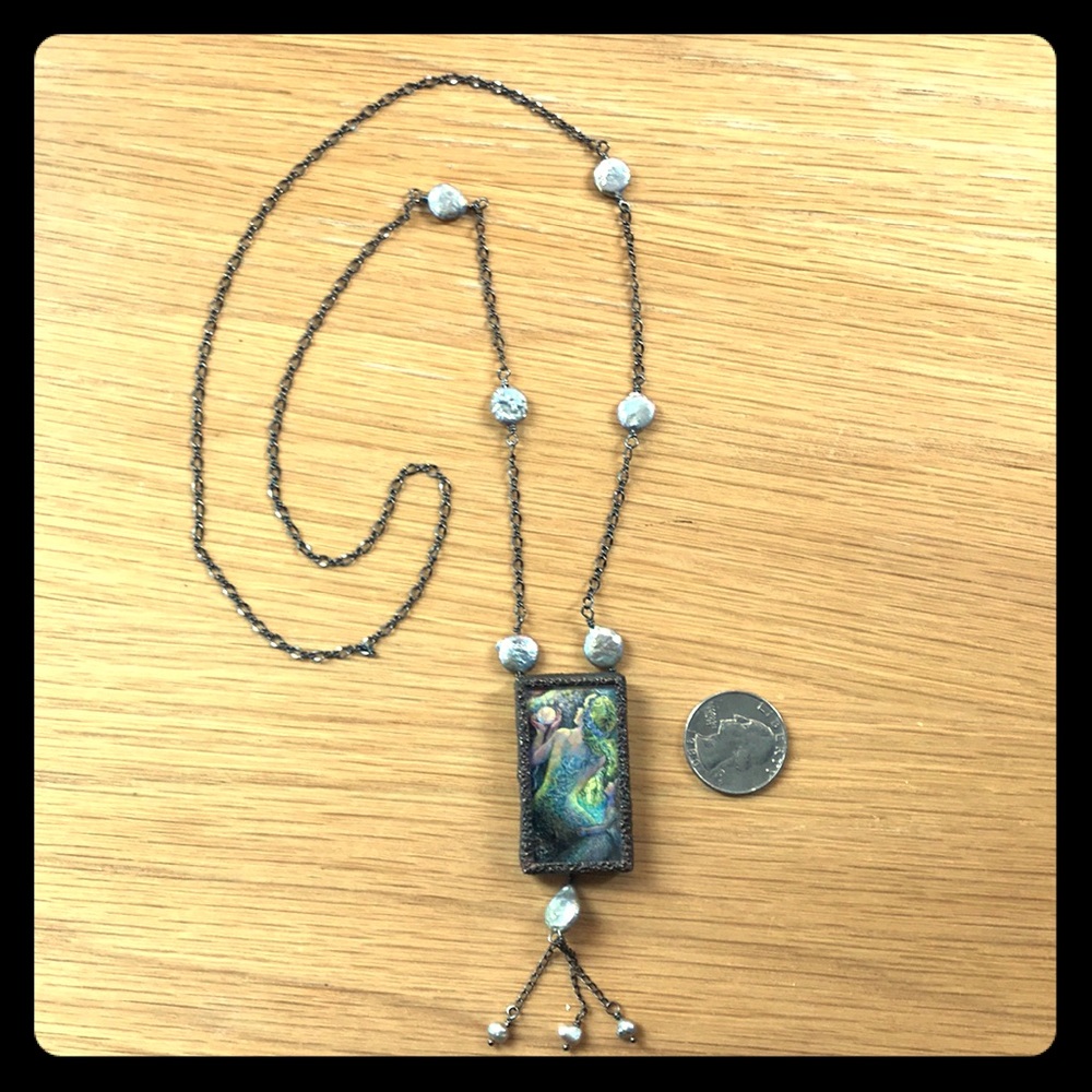 Mystical Tarot-like Mother Child Handmade Necklace